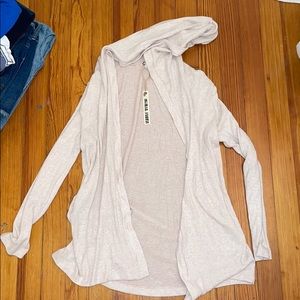 pink cardigan with hood